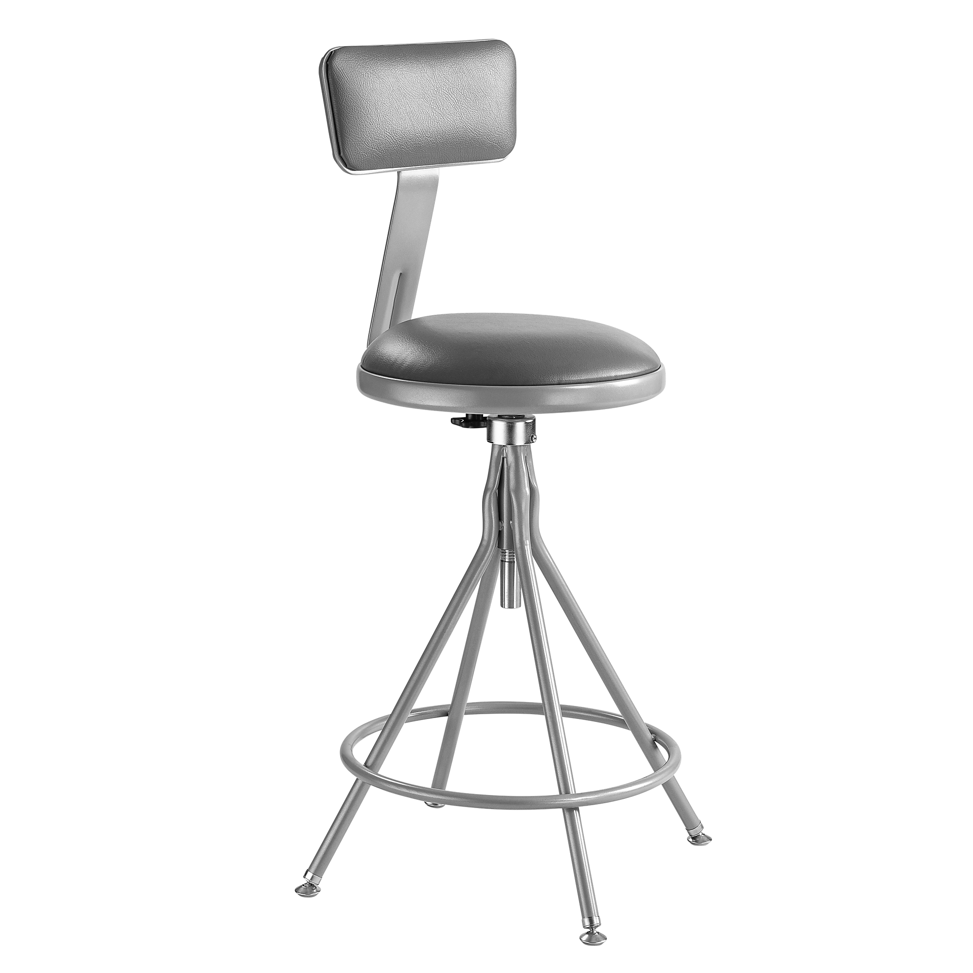 National Public Seating, 24in.-30in.H Adjust Vinyl Swivel Steel Stool Backrest, Primary Color Gray, Included (qty.) 1, Seating Type Office Stool, Model# 6524HB